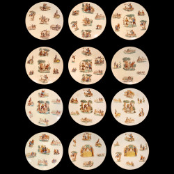 12 illustrated dinner plates Don Quixote in Lunéville earthenware