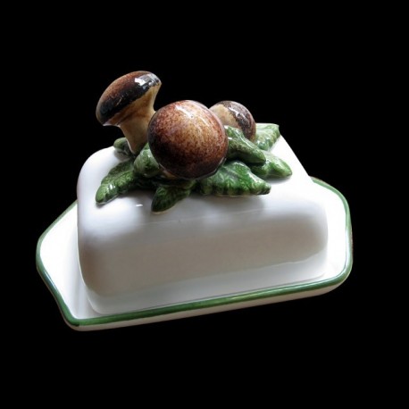 Mushrooms, butter dish