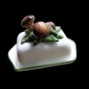 Majolica mushrooms butter dish