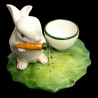 Majolica white rabbit egg cup