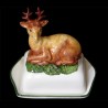 Majolica deer butter dish