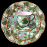 Majolica turquoise breakfast cup and saucer  "George Sand"