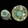 Majolica turquoise breakfast cup and saucer  "George Sand"