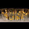 Service verre émaillé or oiseaux et fleurs 6 verres 1 carafe Toy Leveillé 1900