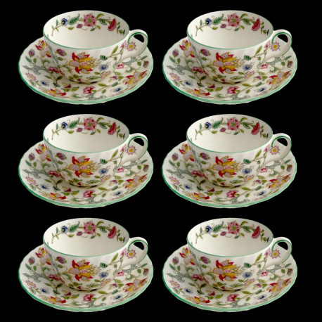 Ensemble de 6 tasses à thé et sous-tasses Minton Haddon Hall