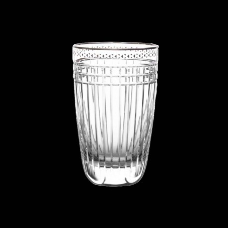 Verre Gobelet haut cristal taillé et platine