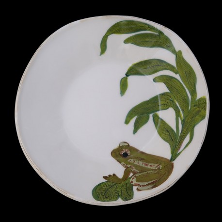 Majolica frog soup plate