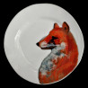 Majolica with fox decoration dessert plate