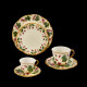 Majolica ivory and red fruits cup and saucer "George Sand"