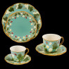 Majolica turquoise breakfast cup and saucer  "George Sand"