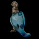 Aiguiere zoomorphe perdrix verre bleue Portieux H 21 x 18 x 9 cm NIII