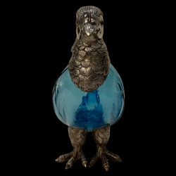 Aiguiere zoomorphe perdrix verre bleue Portieux H 21 x 18 x 9 cm NIII