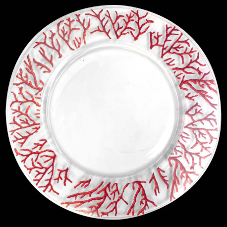 Charger plate red coral glass