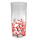 Tall red coral bush soda glass