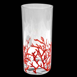 Tall red coral bush soda glass