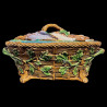 Terrine couvercle décor gibiers XIXe faience Minton1868 pattern 668 L35x21cm H18cm
